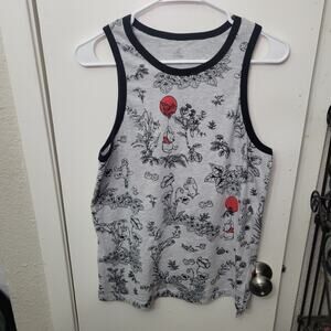 Disney Winnie The Pooh Womans Size S Gray Black Red Balloon Pooh Tank Top Shirt